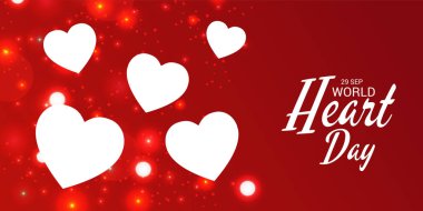 Dünya Kalp Günü Arkaplanının Vektör illüstrasyonu.