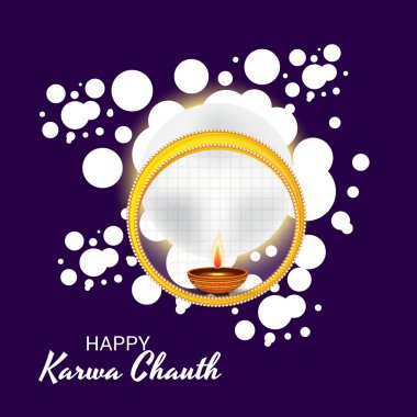 Karwa Chauth kutlama Hint Festivali için yaratıcı bir Banner vektör çizim.