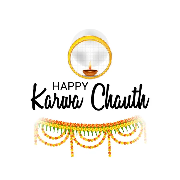 Karwa Chauth kutlama Hint Festivali için yaratıcı bir Banner vektör çizim.