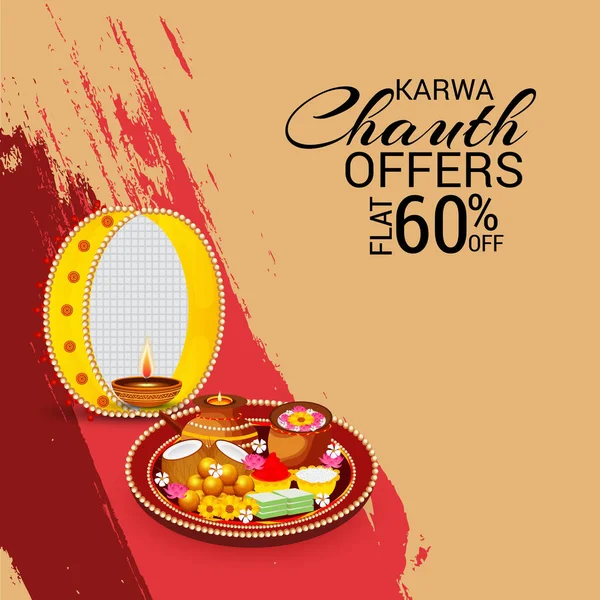 Karwa Chauth kutlama Hint Festivali için yaratıcı bir Banner vektör çizim.