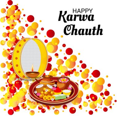 Karwa Chauth kutlama Hint Festivali için yaratıcı bir Banner vektör çizim.