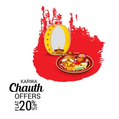 Karwa Chauth kutlama Hint Festivali için yaratıcı bir Banner vektör çizim.