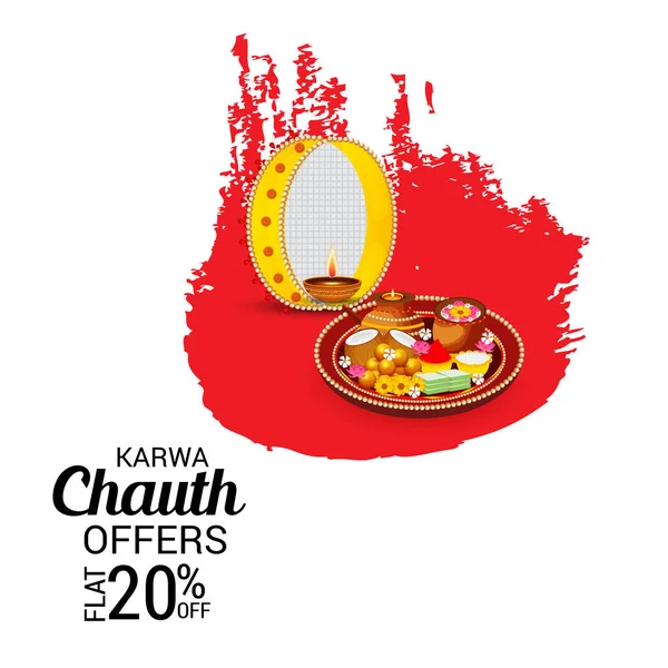 Illustrazione Vettoriale Banner Creativo Festival Indiano Della Celebrazione Karwa Chauth — Vettoriale Stock