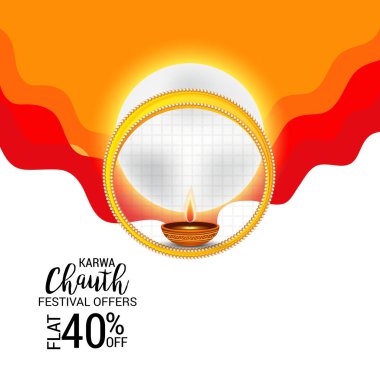 Karwa Chauth kutlama Hint Festivali için yaratıcı bir Banner vektör çizim.
