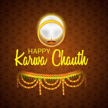 Karwa Chauth kutlama Hint Festivali için yaratıcı bir Banner vektör çizim.