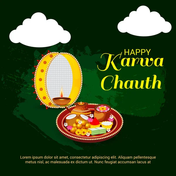 Karwa Chauth kutlama Hint Festivali için yaratıcı bir Banner vektör çizim.
