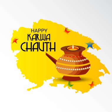 Karwa Chauth kutlama Hint Festivali için yaratıcı bir konsept arka plan vektör çizim.