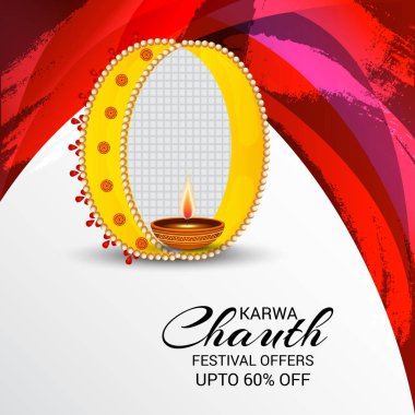 Karwa Chauth kutlama Hint Festivali için yaratıcı bir konsept arka plan vektör çizim.