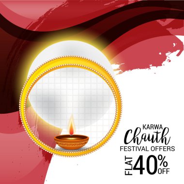 Karwa Chauth kutlama Hint Festivali için yaratıcı bir konsept arka plan vektör çizim.