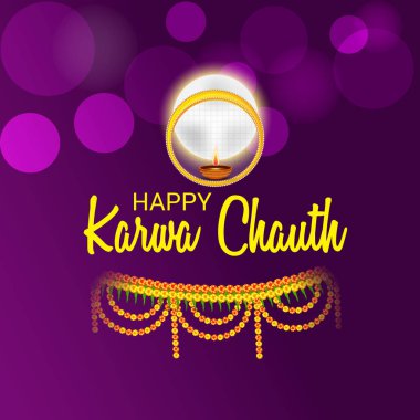 Karwa Chauth kutlama Hint Festivali için yaratıcı bir konsept arka plan vektör çizim.