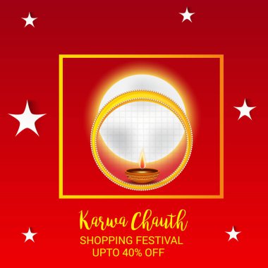Karwa Chauth kutlama Hint Festivali için yaratıcı bir konsept arka plan vektör çizim.