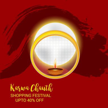 Karwa Chauth kutlama Hint Festivali için yaratıcı bir konsept arka plan vektör çizim.