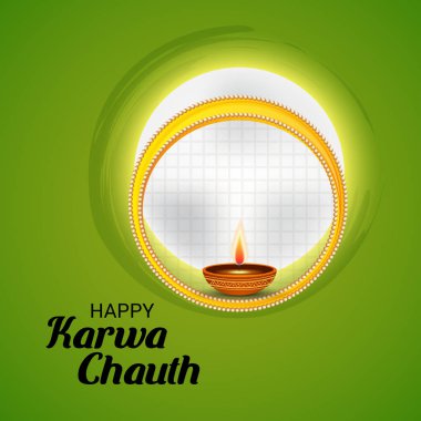 Karwa Chauth kutlama Hint Festivali için yaratıcı bir konsept arka plan vektör çizim.