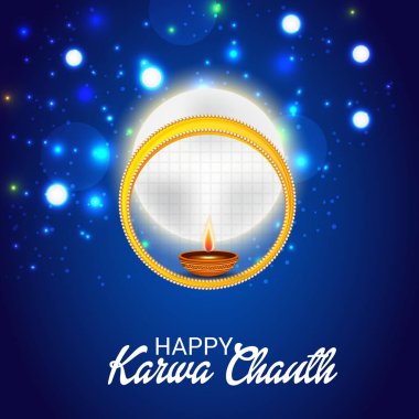 Karwa Chauth kutlama Hint Festivali için yaratıcı bir konsept arka plan vektör çizim.