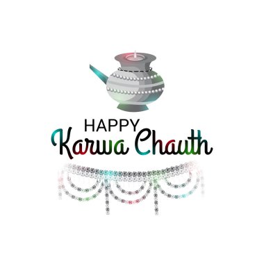 Karwa Chauth kutlama Hint Festivali için yaratıcı bir konsept arka plan vektör çizim.