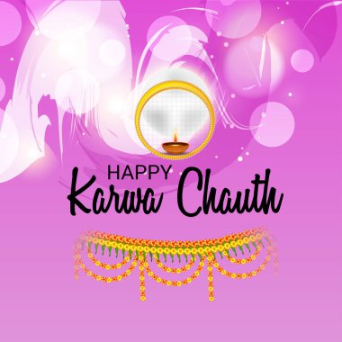 Karwa Chauth kutlama Hint Festivali için yaratıcı bir konsept arka plan vektör çizim.