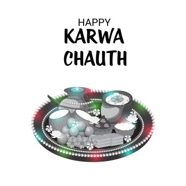 Karwa Chauth kutlama Hint Festivali için yaratıcı bir konsept arka plan vektör çizim.