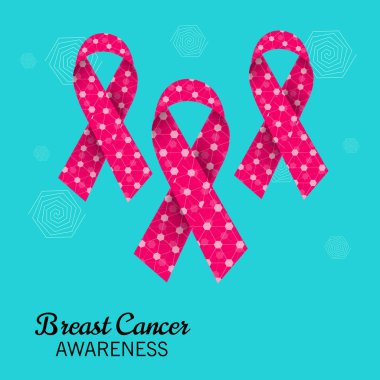 bir arka plan ile göğüs kanseri duyarlılığı için pembe kurdele vektör çizim.
