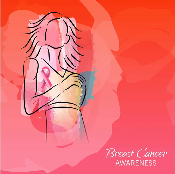 Ilustração Vetorial Fundo Com Fita Rosa Para Conscientização Câncer Mama —  Vetores de Stock