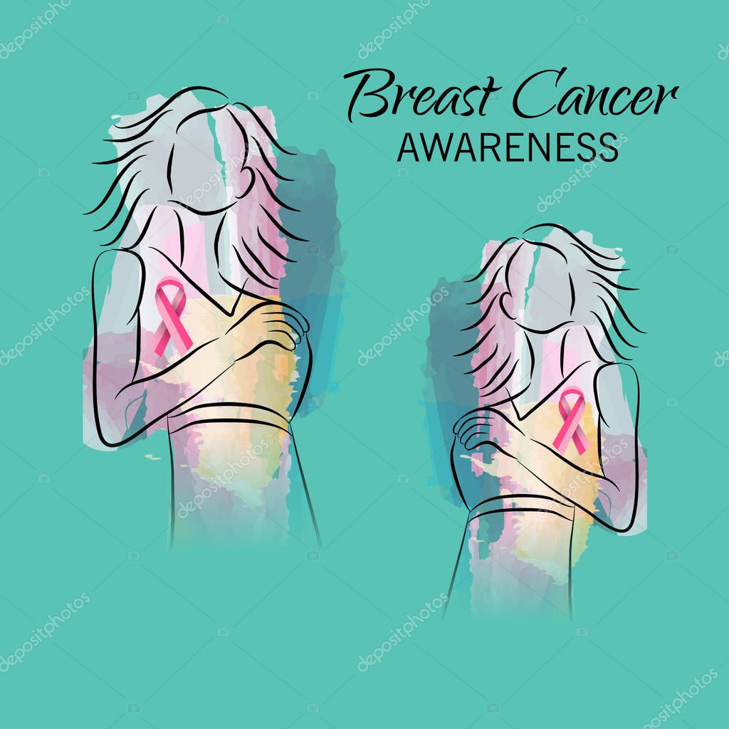 Vector illustration of a Background with pink ribbon for breast cancer awareness.