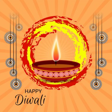 Diwali Celebration, Hint ışık Festivali için yaratıcı başlık sayfası veya Poster vektör çizim.
