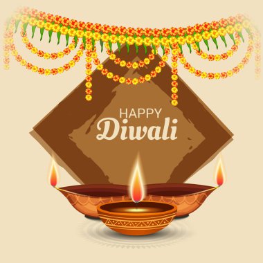 Diwali Celebration, Hint ışık Festivali için yaratıcı başlık sayfası veya Poster vektör çizim.