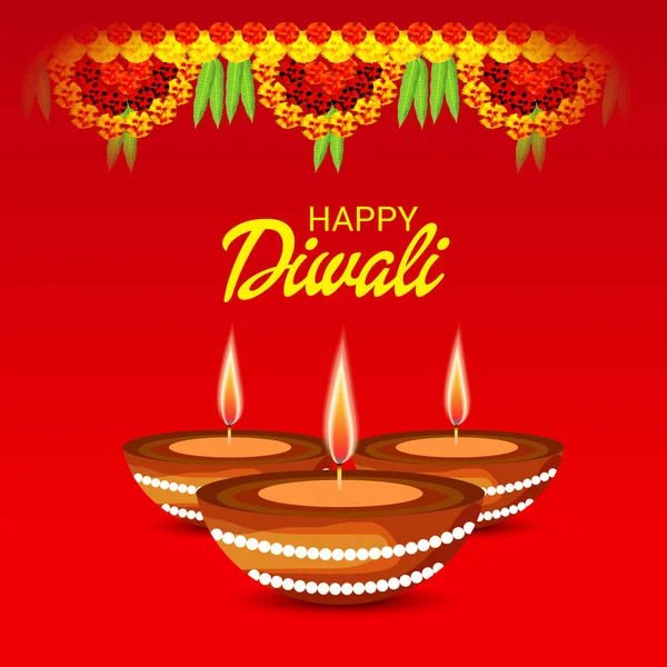 Vector Illustration Creative Banner Poster Indian Light Festival Diwali Celebration — Stock Vector