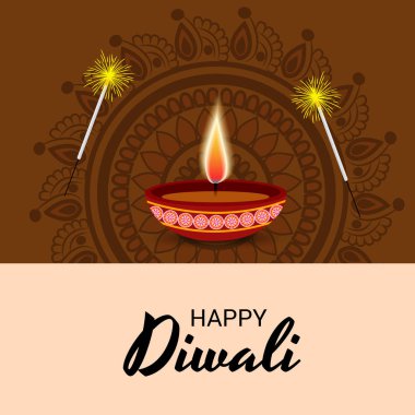 Diwali Celebration, Hint ışık Festivali için yaratıcı başlık sayfası veya Poster vektör çizim.