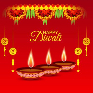 Diwali Celebration, Hint ışık Festivali için yaratıcı başlık sayfası veya Poster vektör çizim.