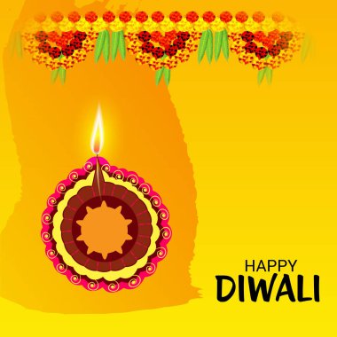 Diwali Celebration, Hint ışık Festivali için yaratıcı başlık sayfası veya Poster vektör çizim.
