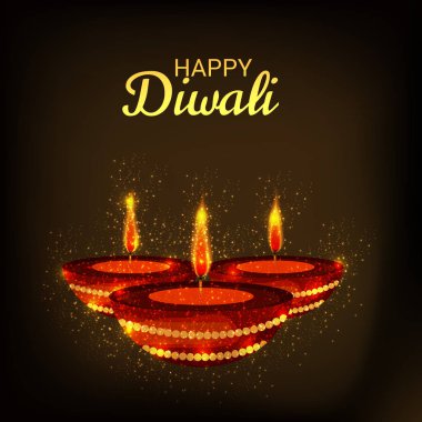 Diwali Celebration, Hint ışık Festivali için yaratıcı başlık sayfası veya Poster vektör çizim.