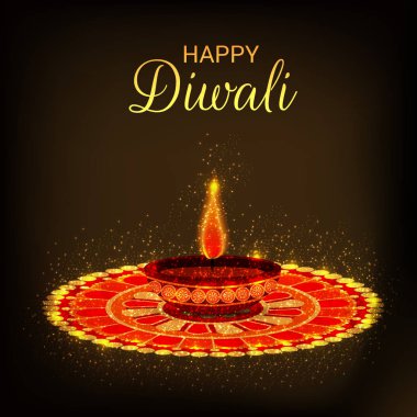 Diwali Celebration, Hint ışık Festivali için yaratıcı başlık sayfası veya Poster vektör çizim.