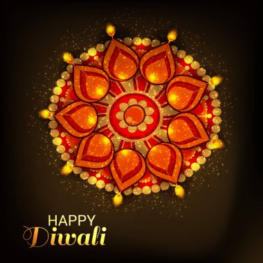 Diwali Celebration, Hint ışık Festivali için yaratıcı başlık sayfası veya Poster vektör çizim.