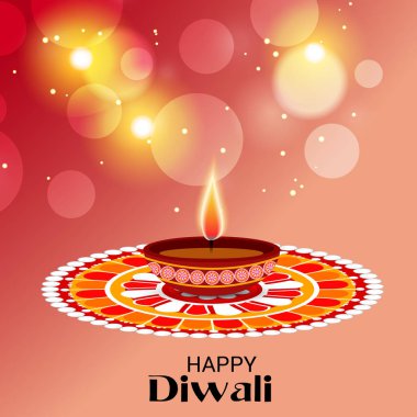 Diwali Celebration, Hint ışık Festivali için yaratıcı başlık sayfası veya Poster vektör çizim.