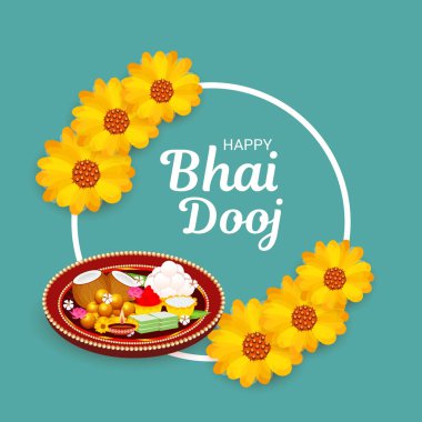 Hint Festivali mutlu Bhai Dooj kutlama için bir arka plan vektör çizim.