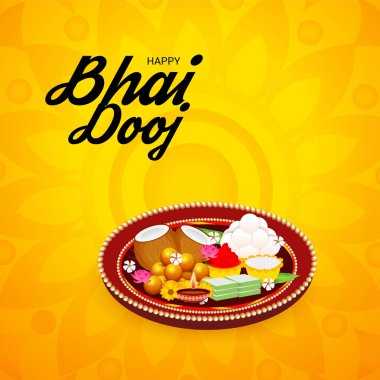 Hint Festivali mutlu Bhai Dooj kutlama için bir arka plan vektör çizim.