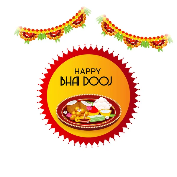 Vector Illustration Background Indian Festival Happy Bhai Dooj Celebration — Stock Vector