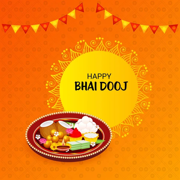 Ilustração Vetorial Fundo Para Festival Indiano Feliz Bhai Dooj Celebration — Vetor de Stock