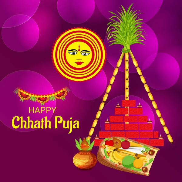 Vektor Illustration Von Happy Chhath Puja Urlaub Hintergrund Für Sonnenfest — Stockvektor
