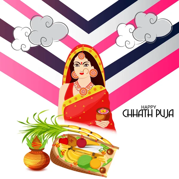Ilustración Vectorial Happy Chhas Puja Holiday Background Para Festival Del — Archivo Imágenes Vectoriales