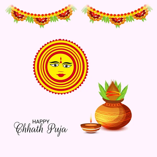 Vektor Illustration Von Happy Chhath Puja Urlaub Hintergrund Für Sonnenfest — Stockvektor