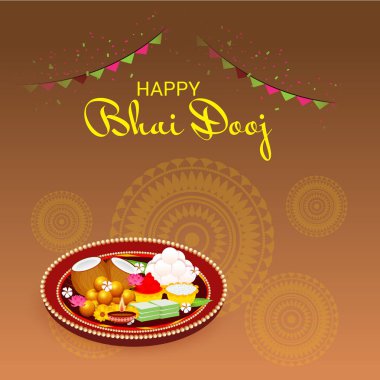 Hint Festivali mutlu Bhai Dooj kutlama için bir arka plan vektör çizim.