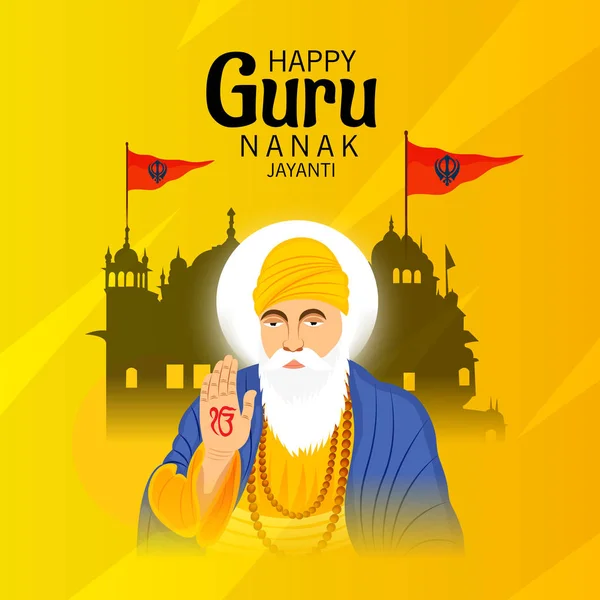 Ilustración Vectorial Fondo Para Happy Gurpurab Guru Nanak Jayanti Festival — Archivo Imágenes Vectoriales