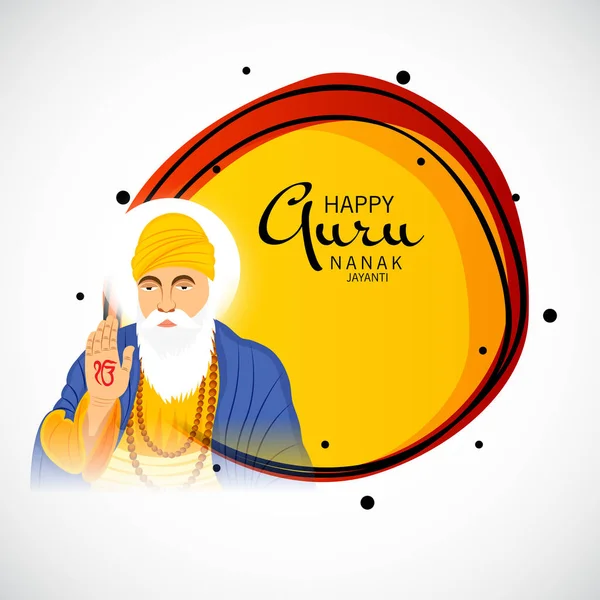 Vector Illustration Background Happy Gurpurab Guru Nanak Jayanti Festival Sikh — Stock Vector