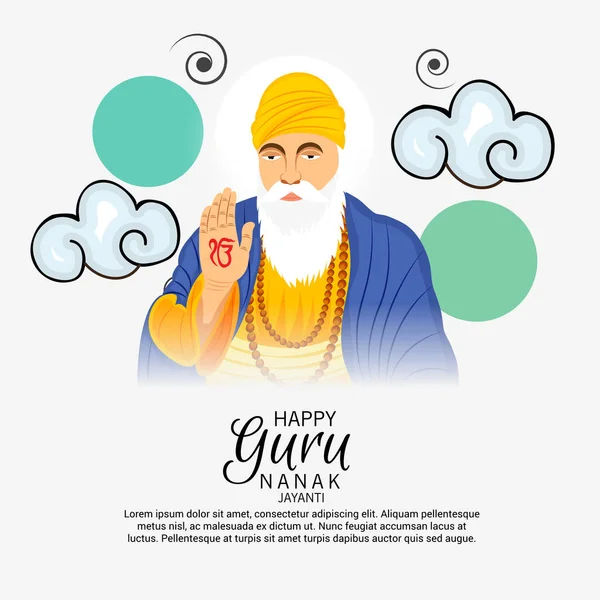 Εικονογράφηση Φορέας Ένα Φόντο Για Ευτυχισμένο Gurpurab Guru Nanak Jayanti — Διανυσματικό Αρχείο