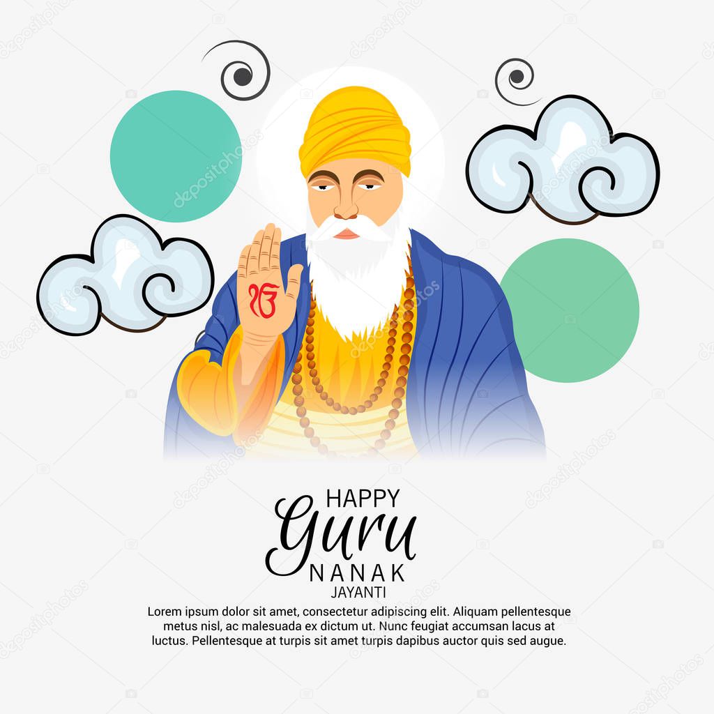 Vector illustration of a Background for  Happy Gurpurab, Guru Nanak Jayanti Festival of Sikh Celebration.