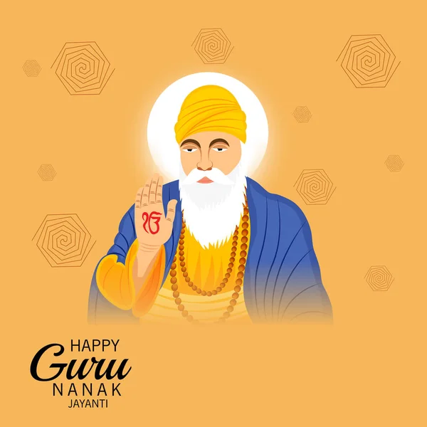 Vector Illustration Background Happy Gurpurab Guru Nanak Jayanti Festival Sikh — Stock Vector