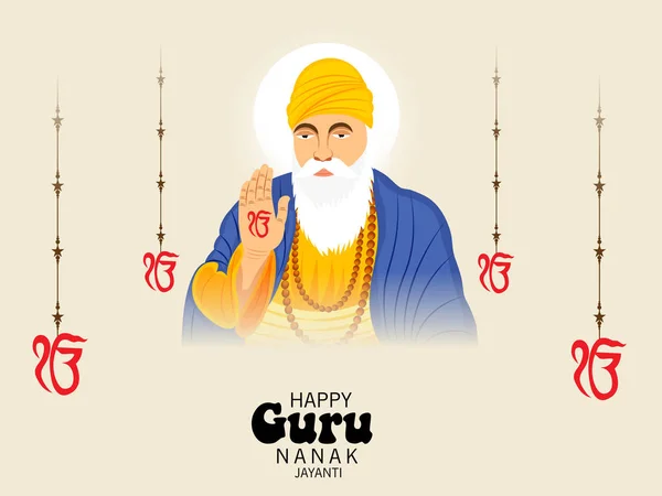Mutlu Gurpurab Guru Nanak Jayanti Festivali Sih Kutlama Için Bir — Stok Vektör