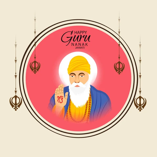 Vector Illustration Background Happy Gurpurab Guru Nanak Jayanti Festival Sikh — Stock Vector