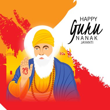 Mutlu Gurpurab, Guru Nanak Jayanti Festivali Sih kutlama için bir arka plan vektör çizim.